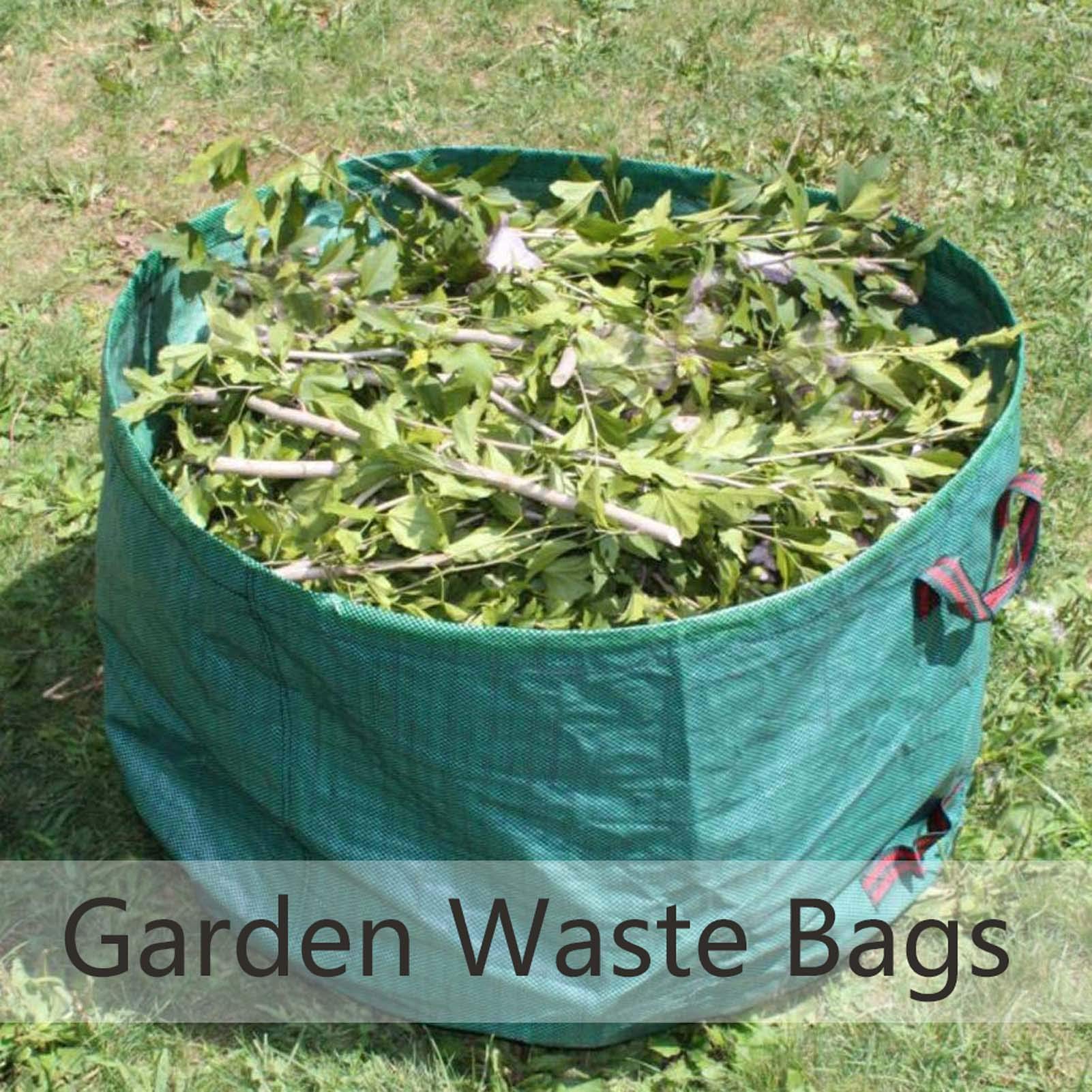Sacchi Rifiuti da Giardino 120L, Sacchi per La Spazzatura, Sacco per Raccolta Foglie, Borsa da Giardino Pieghevole, in Robusto Tessuto in Polipropilene (PP)