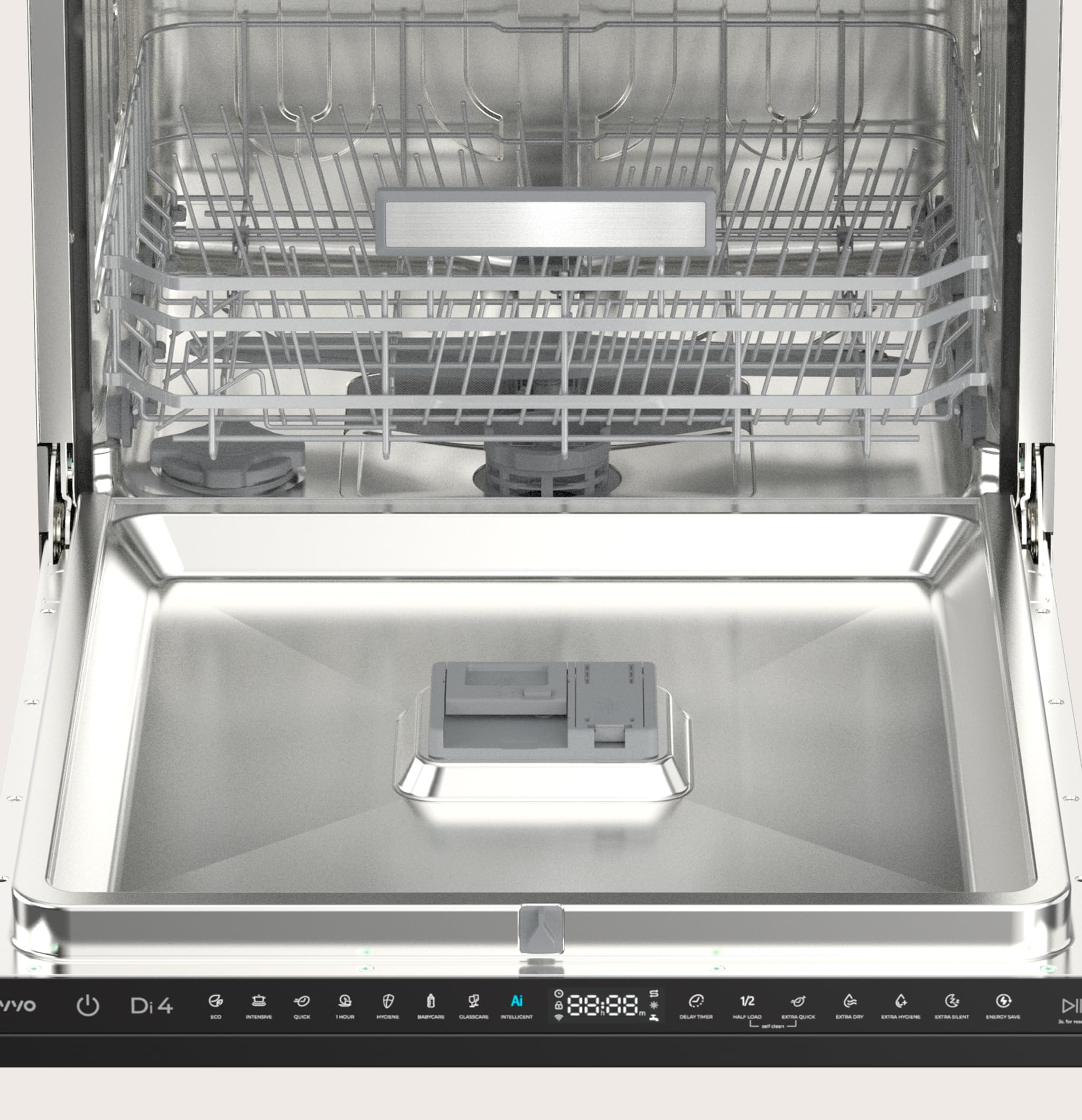 Lavavajillas Integrable 60 cm - 14 Cubiertos, 49 dB, Apertura Automática, Media Carga, 6 Programas, Lavavajillas Integrable 60 cm Panelable para Cocina Moderna (Clase Energética B) — view 4