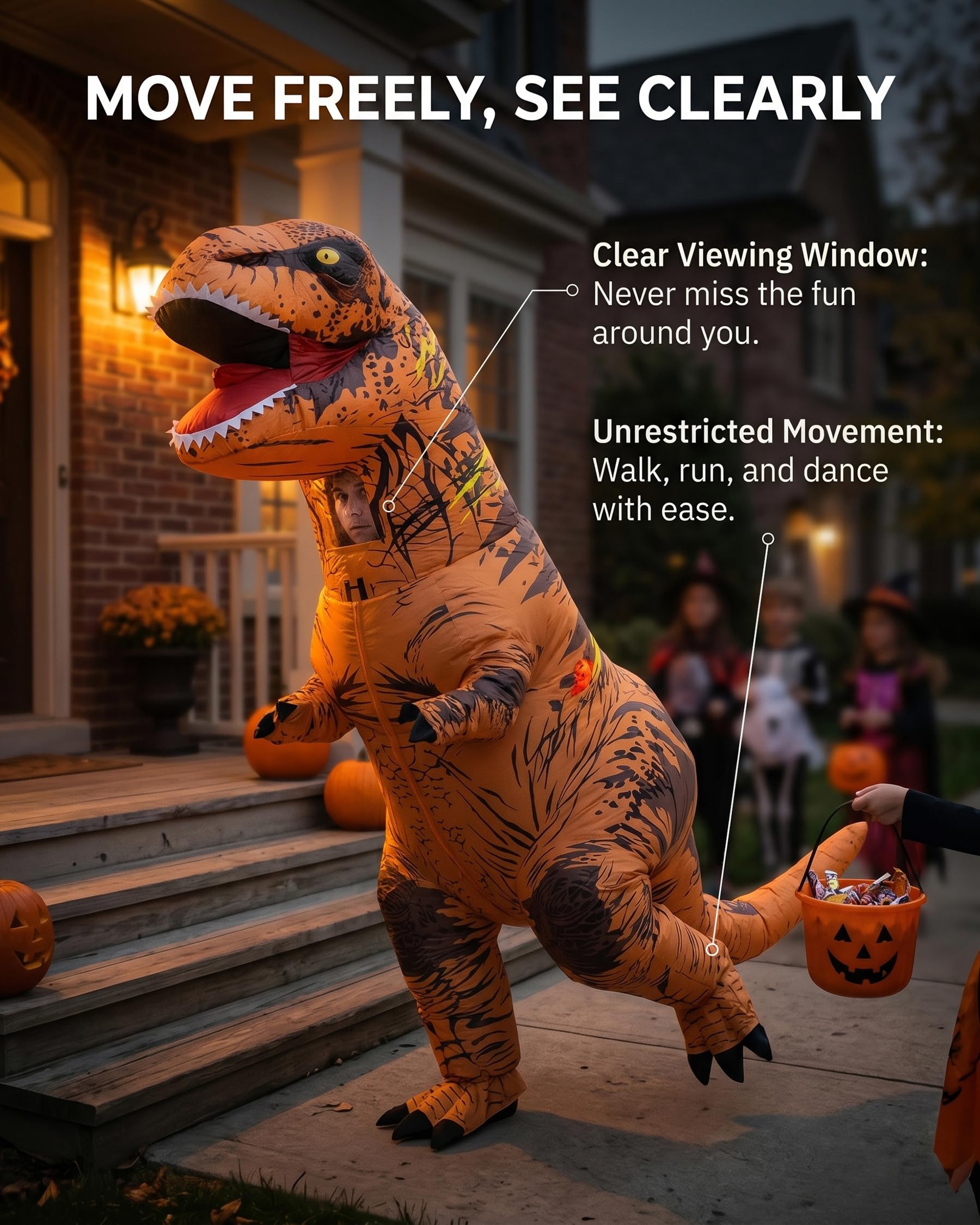 Dinosaurier Aufblasbares Kostüm für Erwachsene Lustiges T-Rex-Kostüm für Halloween Partys Weihnachten Festival