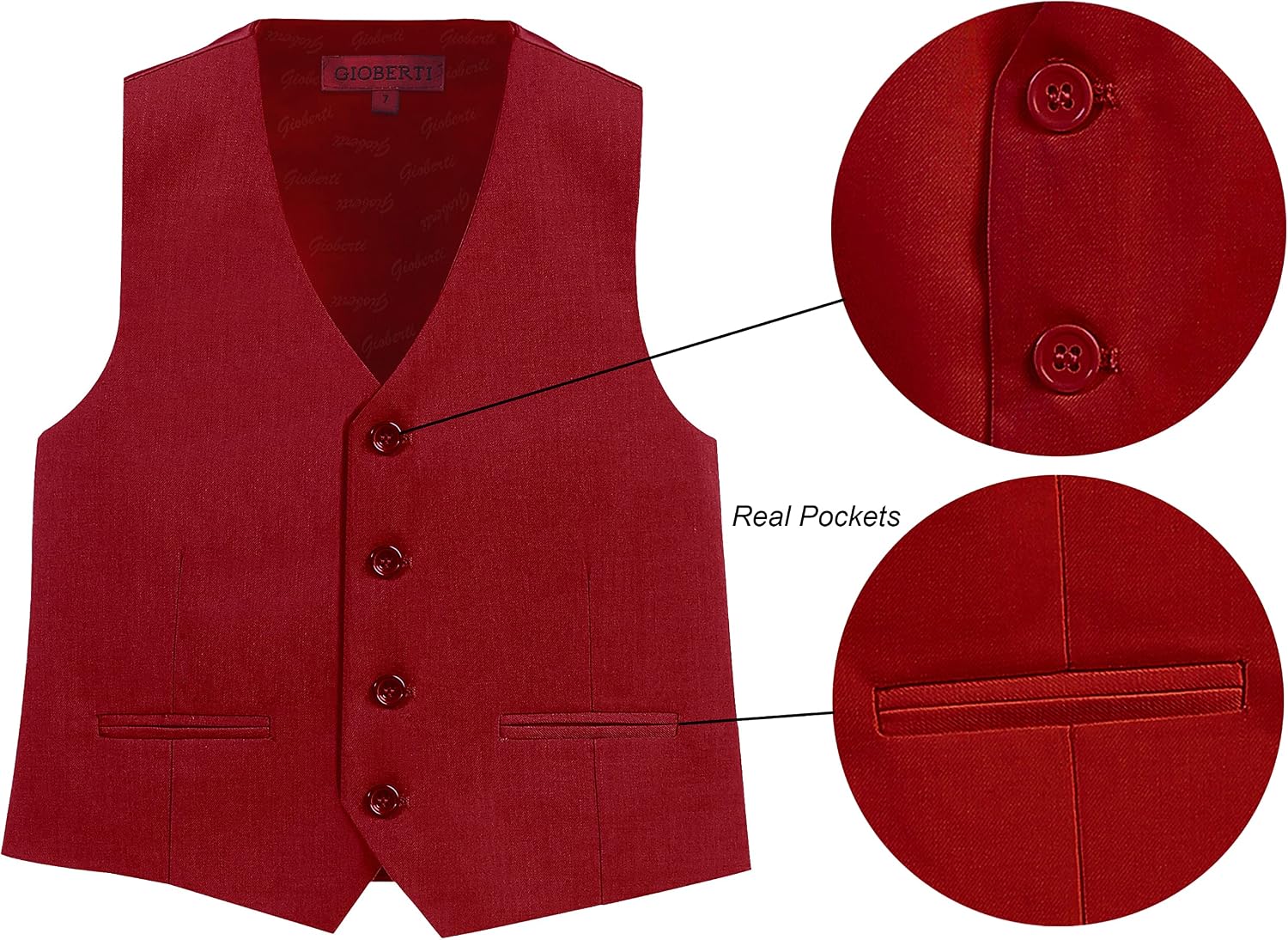Gioberti Boy's 4 Button Formal Suit Vest