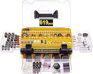 Rotary Tool Accessories Kit, Longmate 619 Piece 1/8 Inch Shanks Electric Tool Accessories for Easy Drilling, Cutting, Grinding, Sanding, Sharpening, Carving and Polishing