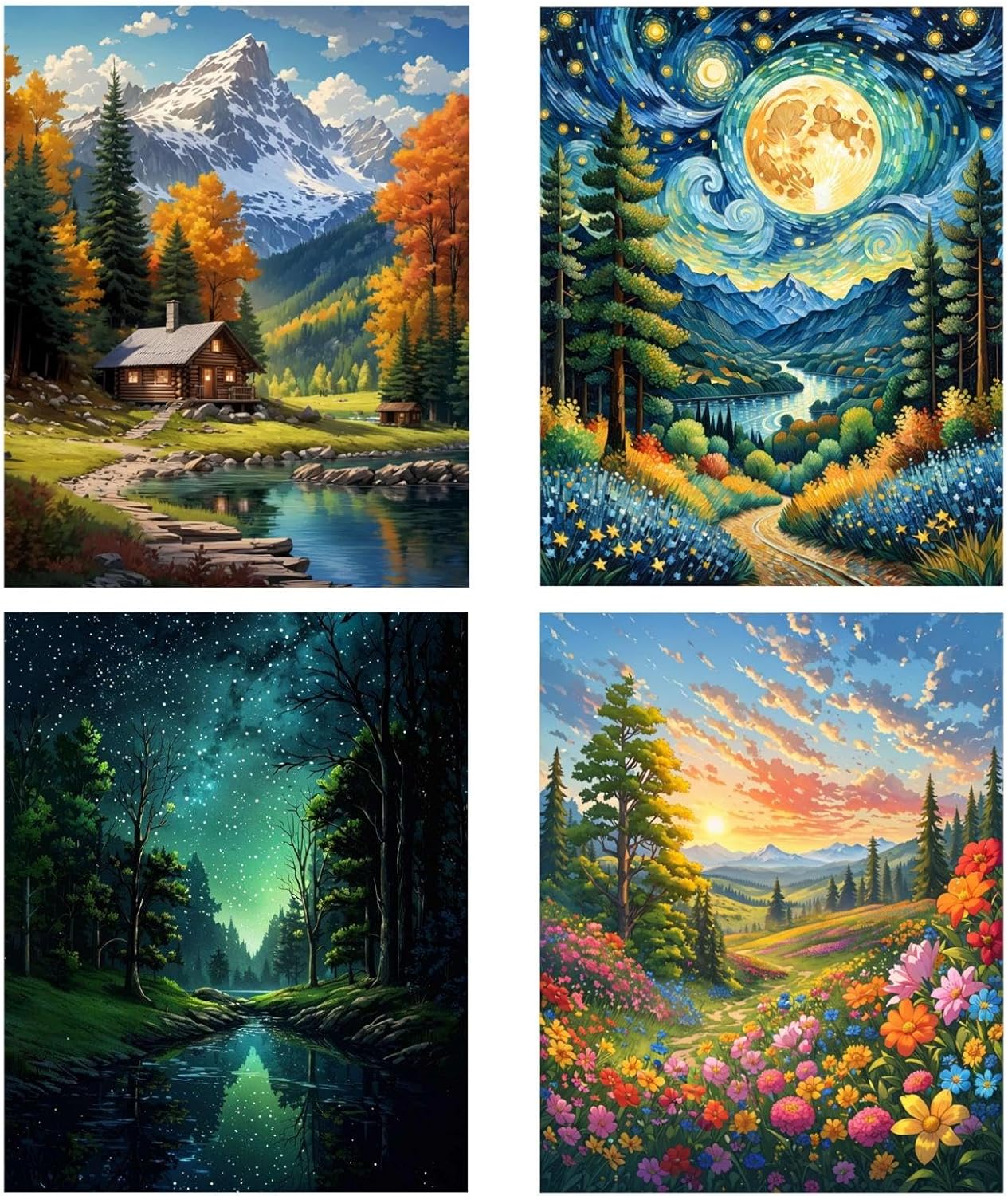 ldazao 4 Packs Paint by Number Kits, Paint by Numbers