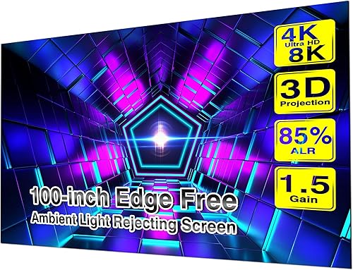 FANGOR Pantalla de proyector ALR que rechaza la luz ambiental pantalla de proyector para exteriores 4K 8K HD de 100 pulgadas para proyector estándar