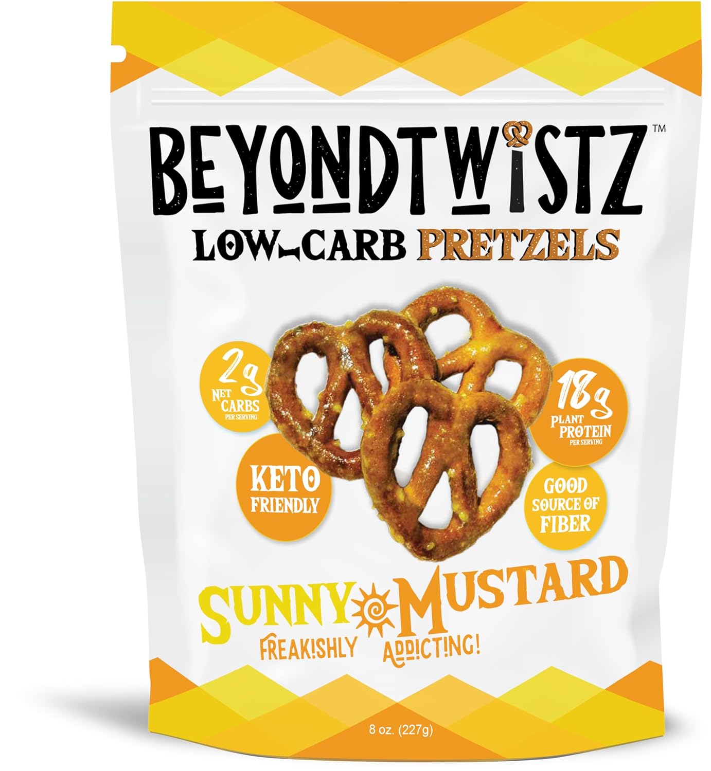 BeyondTwistz Low Carb Pretzels, Salty Good, Keto Friendly, 2g Net Carbs, 18g Protein, Powered By HealthSense® High Fiber Wheat Flour, Family Size 8oz Bag, Pack of 3