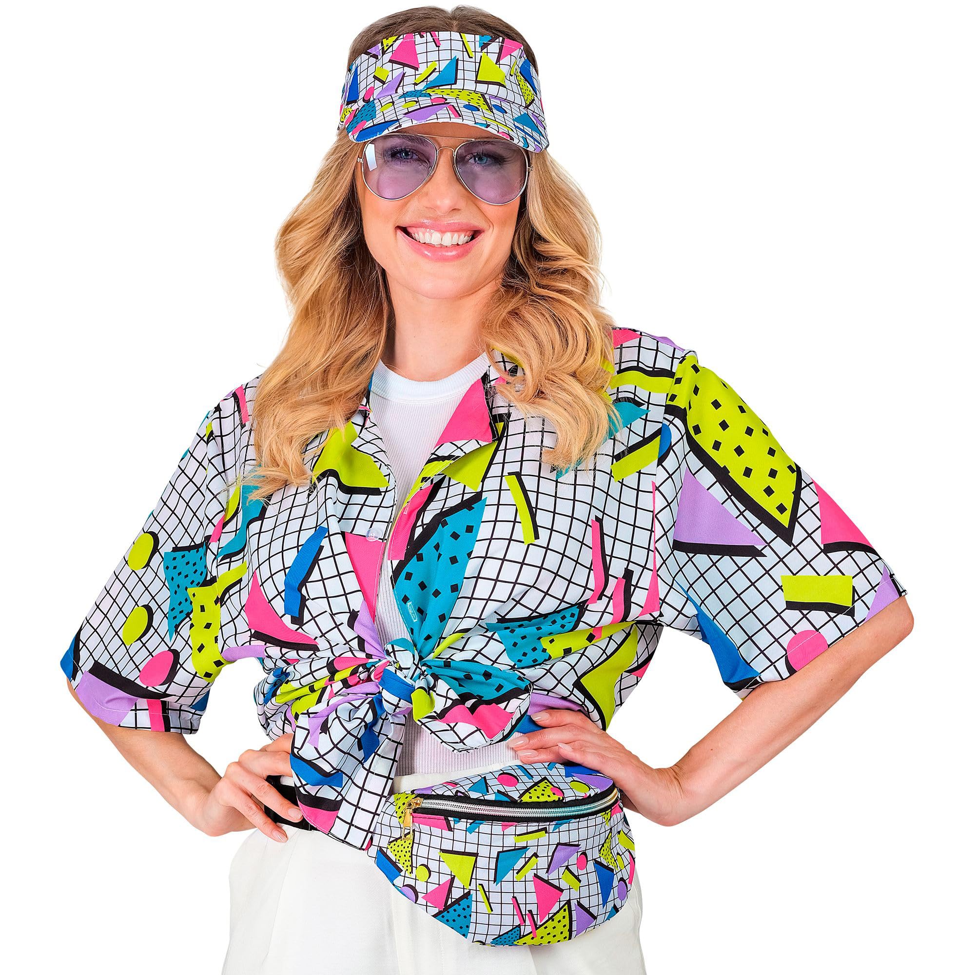 W WIDMANN MILANO Party Fashion - Camicia Funky Fashion anni '80, outfit da festa, camicia, top, costumi di Carnevale