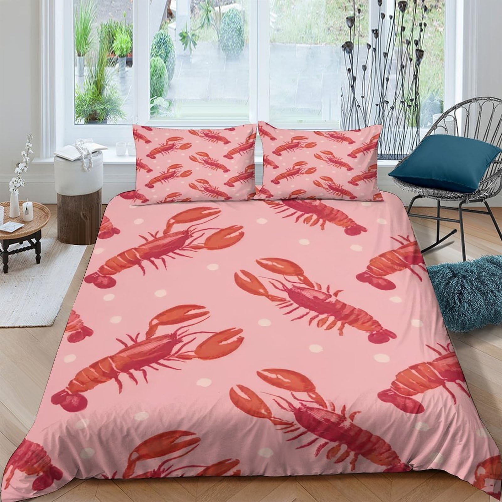 Ctjqhvkz Style-5 3D Printed Lobster Pattern Fitted Sheet Microfiber Soft Coral Bed Sheet For Bedroom Dorm Mattress Cover Decor Single（135X200cm）