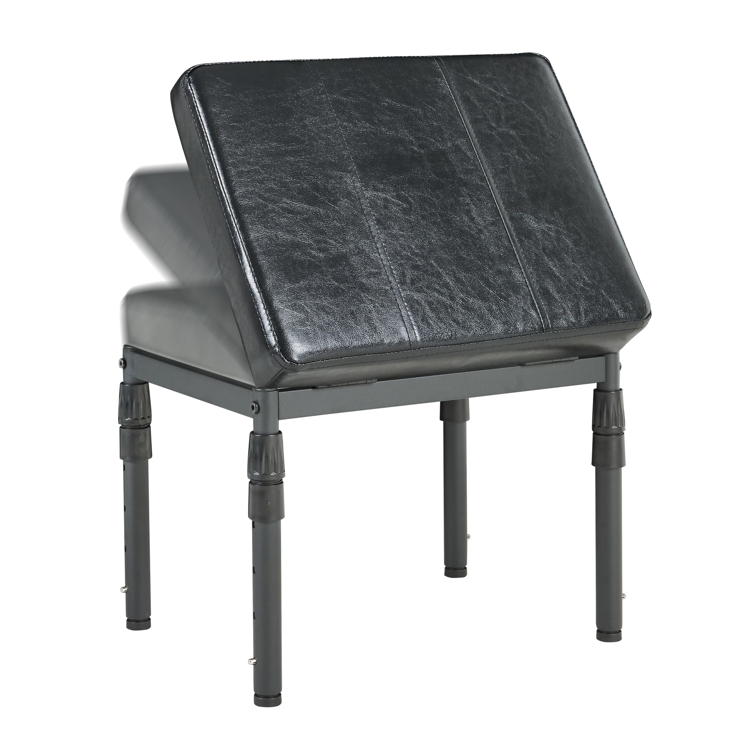 TIOPGHAD Pouf Poggiapiedi Regolabile, 28 Posizioni, Pelle Sintetica Nera | 4 Altezze, Inclinazione 60 Gradi, 28 Posizioni, Cuscino in Schiuma 6 Cm, Base in Metallo, Scrivania, Divano, Letto, Ufficio