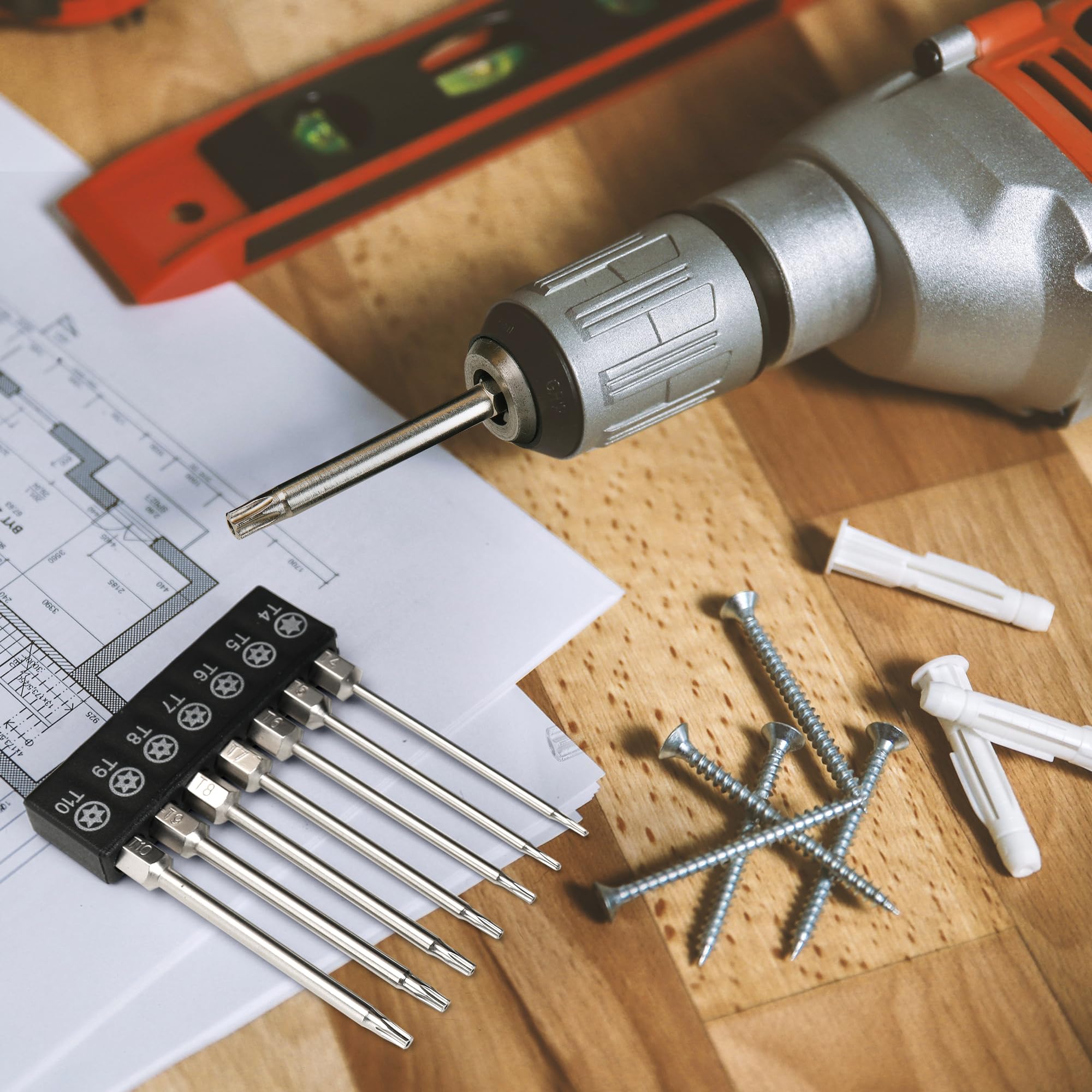 MulWark 14 szt. magnetyczny zestaw bitów Torx 7,6 cm długi odporny na manipulacje zestaw wkrętaków gwiazdkowych 1/10.2 cm trzpień sześciokątny S2 Steel T4 - Bity udarowe T40