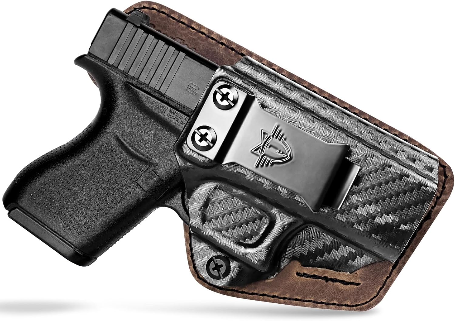 IWB Holster for Glock 43/43X, Sig P365/P365X/P365 SAS, Kydex Leather Hybrid Holster for Concealed Carry, Pistol Holster for Inside Waistband Right Handed