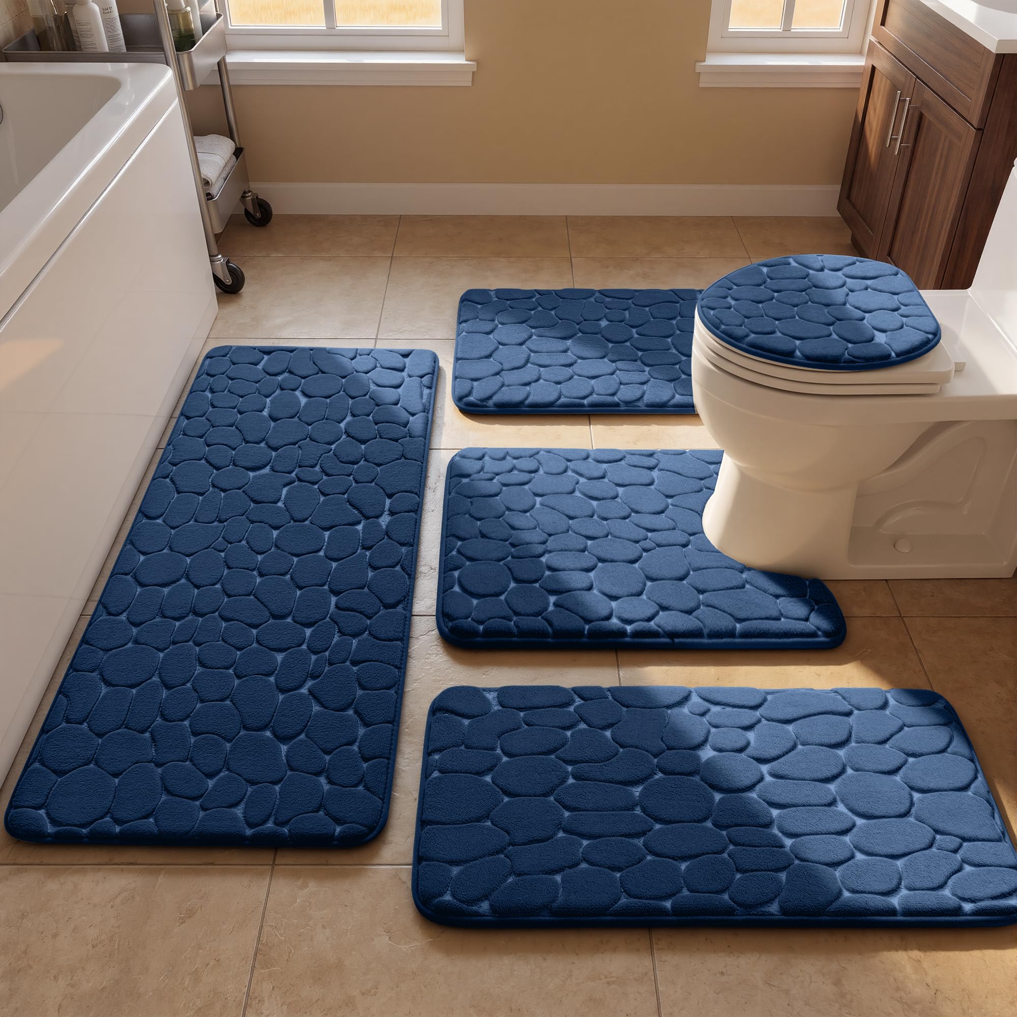 YIHOUSE Juego de alfombras de baño de 5 piezas, antideslizantes, gruesas, lavables a máquina
