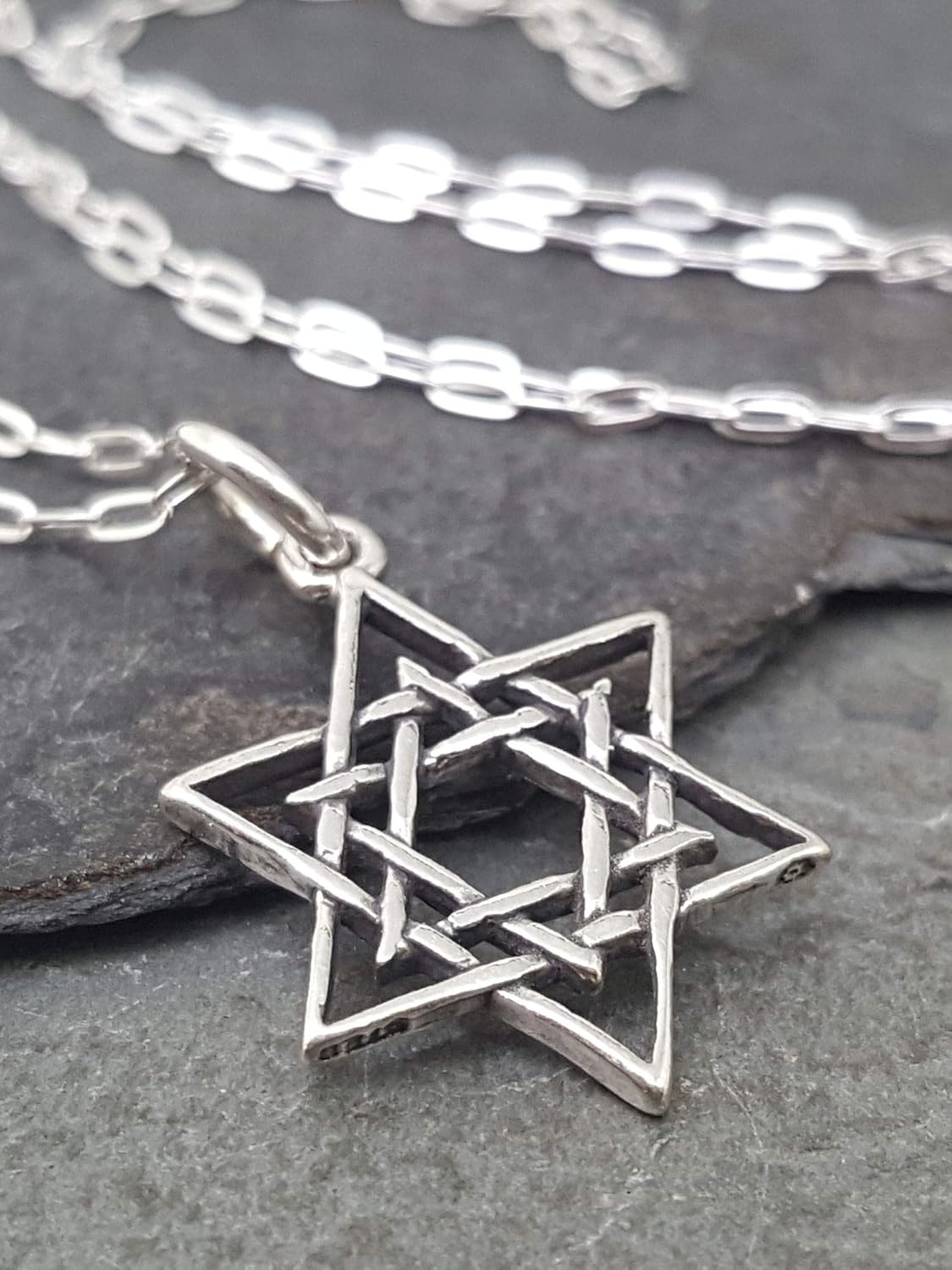 EnCharmed Sterling Silver Woven Star of David Charm Necklace, 18" - Image 3