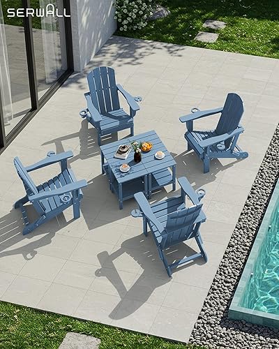 Miniatura 123 de SERWALL Mesa auxiliar doble Adirondack rectangular, color marrón