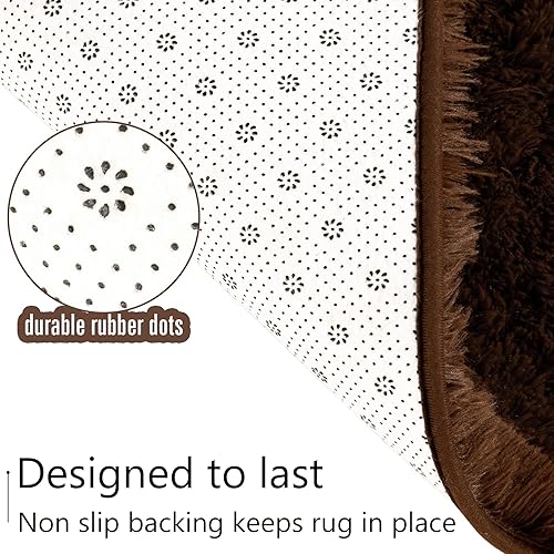 Miniatura 112 de LOCHAS Alfombra esponjosa para dormitorio, 2.6 x 5.3 pies, alfombra lanuda para dormitorio, mesita de noche, alfombra ovalada suave para sala