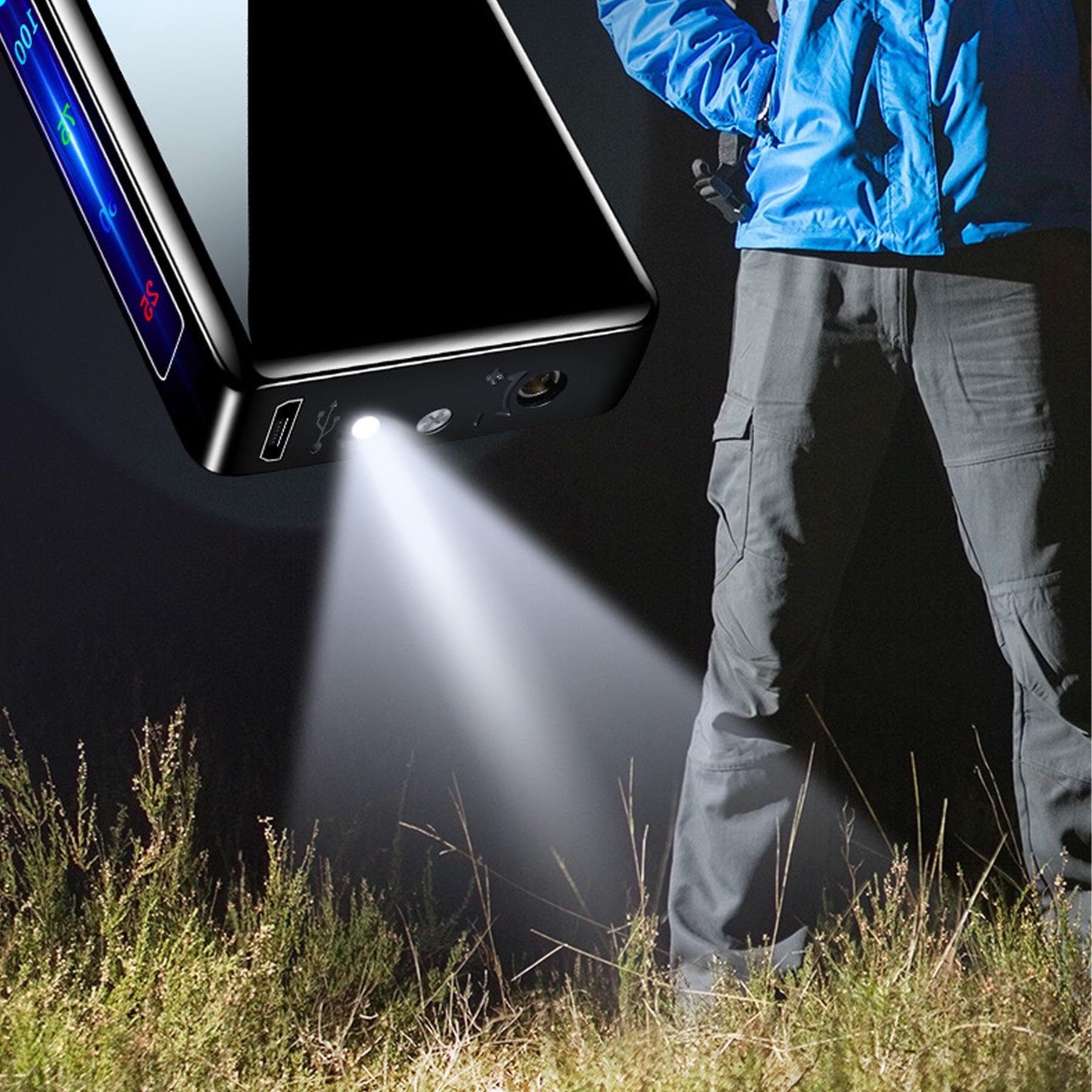 Briquet torche au butane résistant au vent et rechargeable, avec lumière LED, idéal pour l'extérieur, les bougies, le camping, la randonnée, design durable et portable