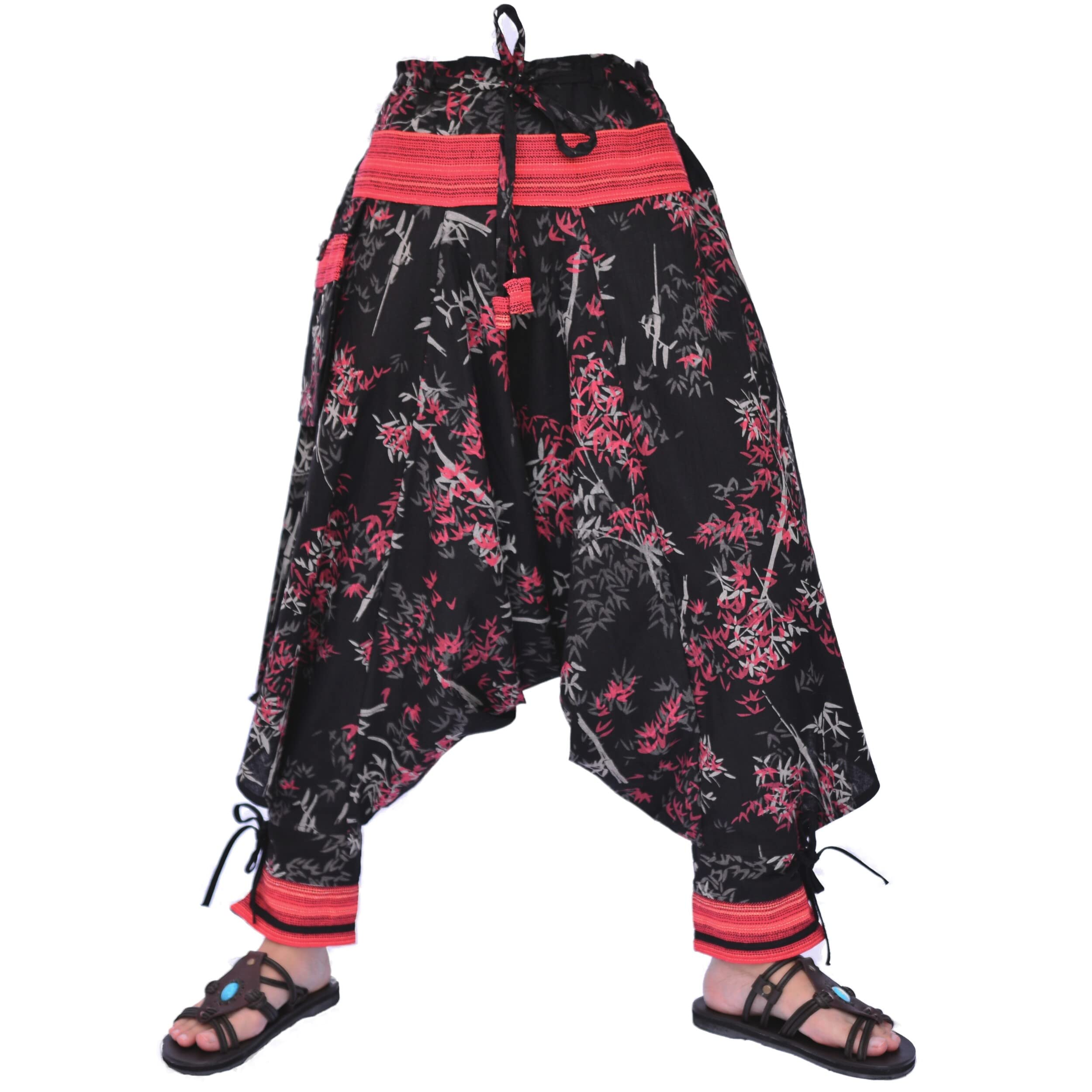 Siamrose Japanese Style Samurai Yoga Ninja Harem Pants Men Women Lounge Trousers One Size Elastic Waist