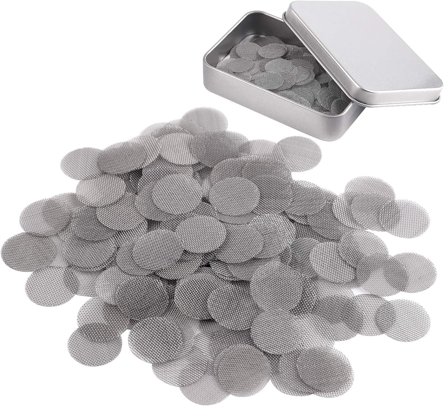 TUPARKA 200 Pcs 15 mm Stainless Steel Pipe Screen Filters Screens Pipe Screens with Storage Box