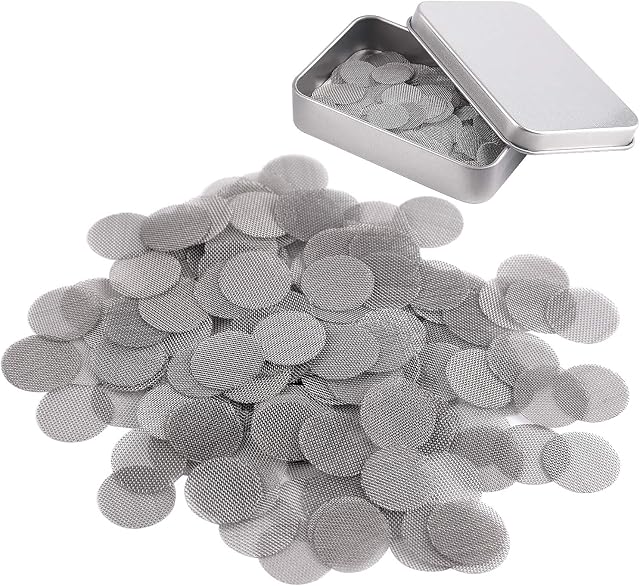 TUPARKA 200 Pcs 15 mm Stainless Steel Pipe Screen Filters Screens Pipe Screens with Storage Box