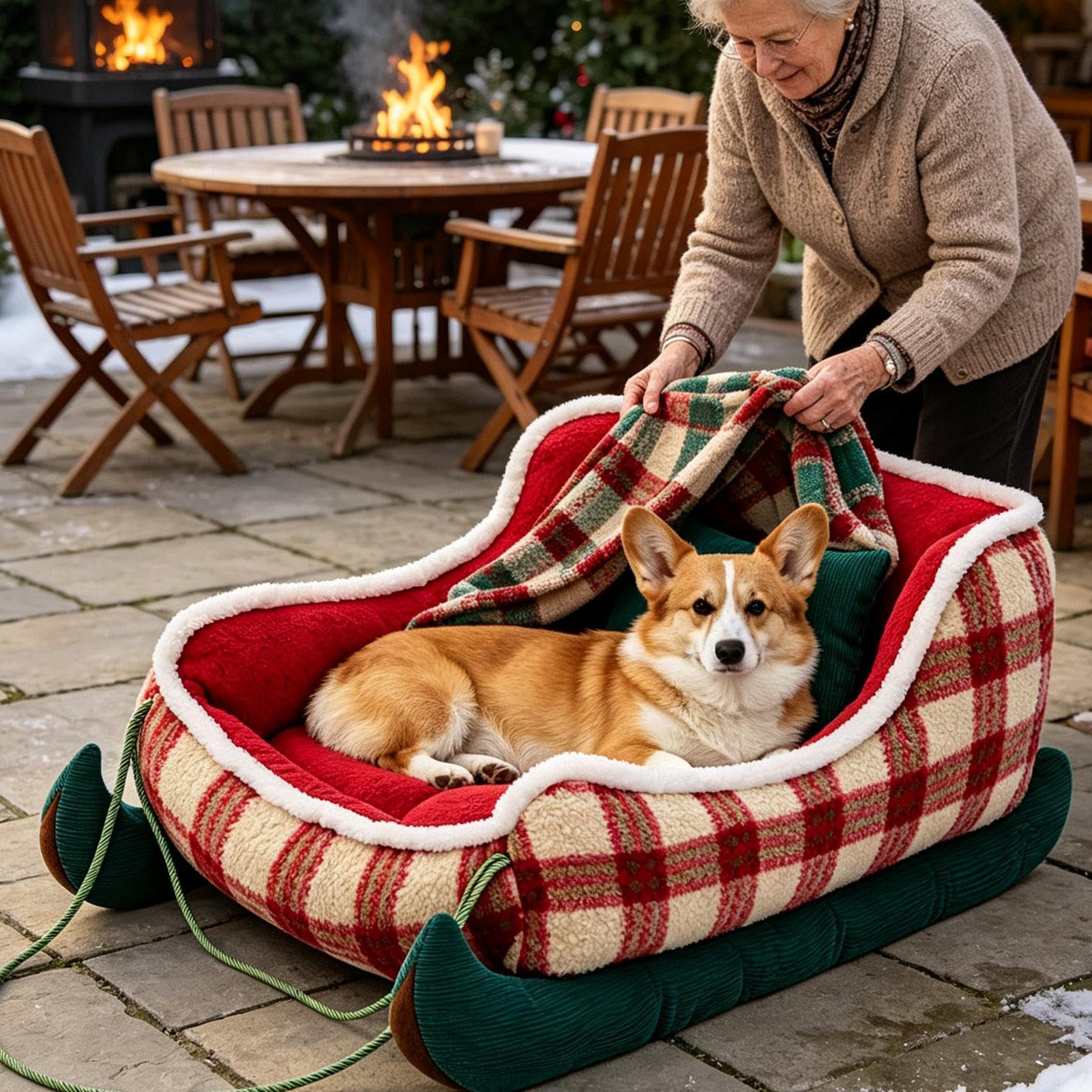 Cama trineo de perro Adorable decoración de temporada, suave y lavable