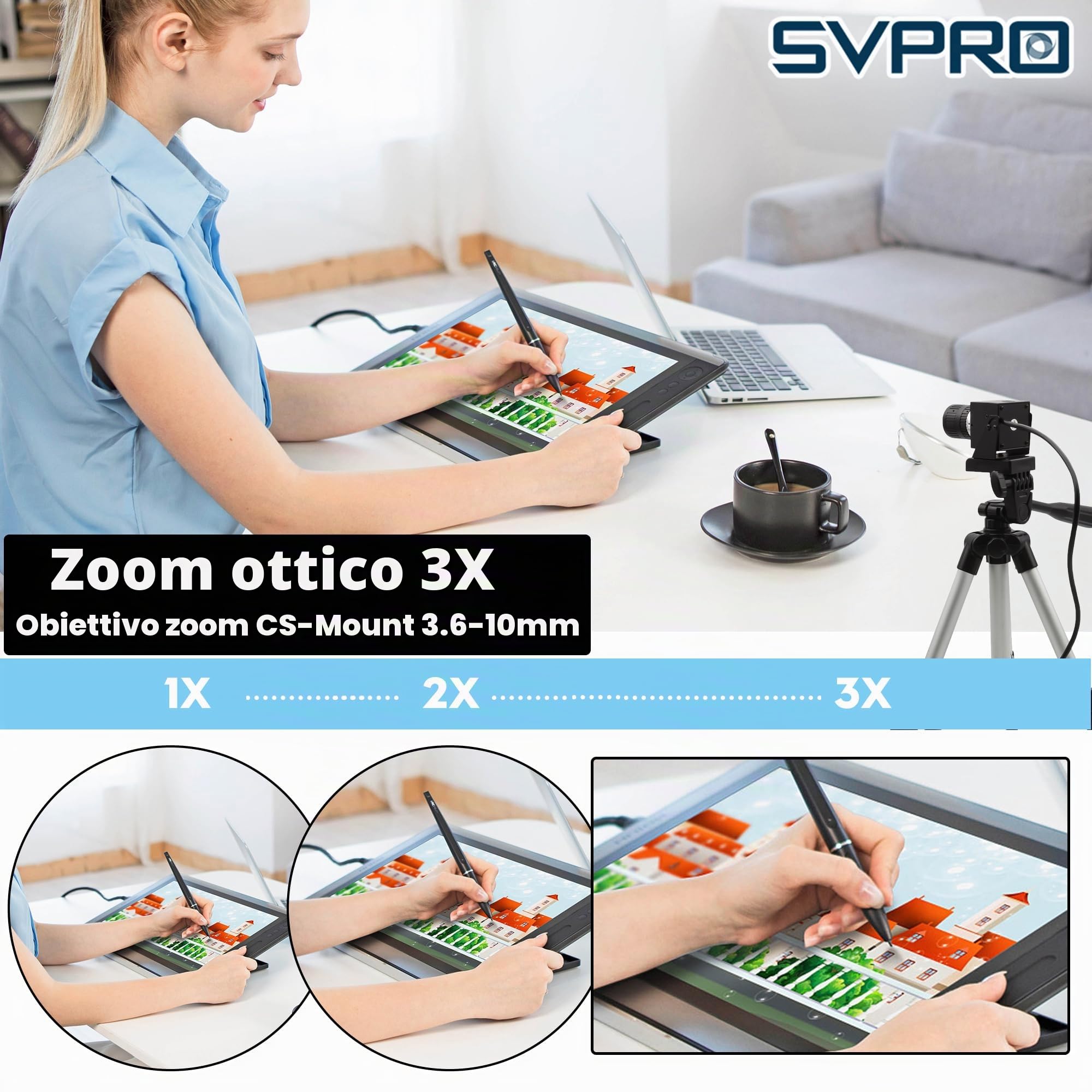 Svpro Telecamera USB 1080P Starlight Low Light Webcam con zoom 3,6-10mm, messa a fuoco manuale, visione machine industriale, UVC plug-and-play per computer e laptop