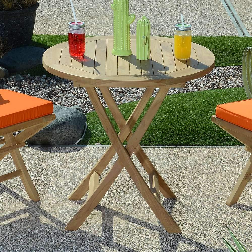 Teck'Attitude Table Pliante Ronde en Teck Massif Opio ø 75 cm