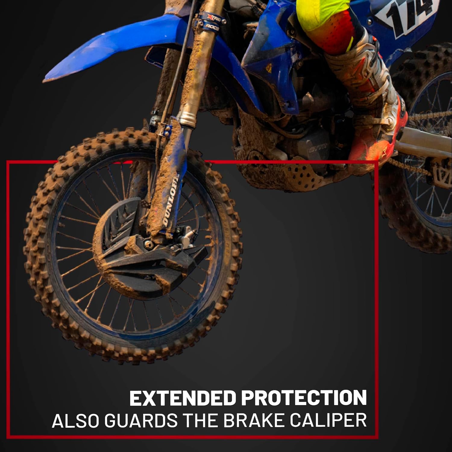 Polisport Disc & Bottom Fork Protector for Yamaha YZ125/250, YZ250/450F (2008-2024) - Durable Polypropylene Guard, Protects Fork & Brake Disc from Rocks, Debris, Easy Bolt-On Install, Grey