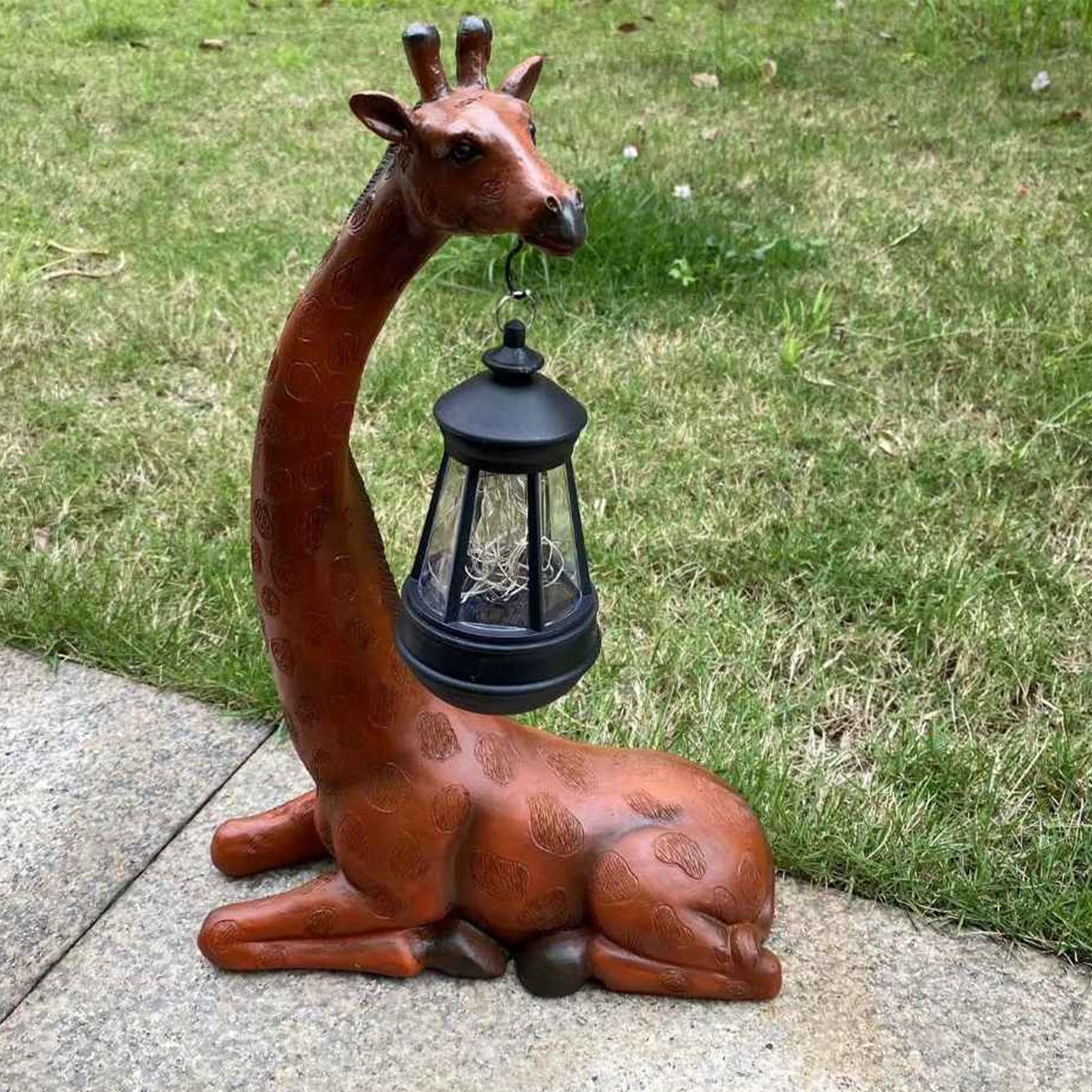 Estatua de Animales con luz Solar, estatuas de jardín con energía Solar - Figuras de esculturas de Jirafa Decoraciones al Aire Libre - Adorno de Resina, decoración de jardín Iluminado para | Figuras de esculturas de Jirafa Decoraciones al Aire Libre - de