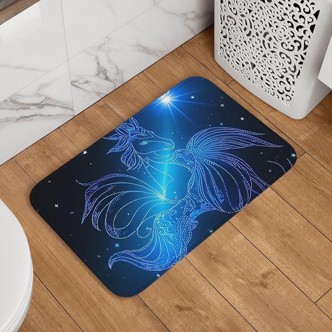 Doormat Welcome Door Mat 16 X 24 Inch Non-Slip Absorbent Bath Rug Soft Washable Floor Mat Virgo Zodiac Astrology Carpet for Stylish Kitchen Bedroom Bathroom Decor