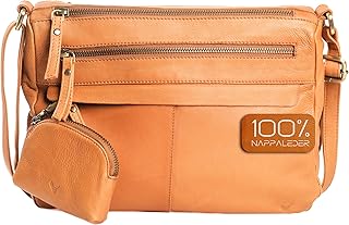 Leder Umhängetasche Damen Mittelgroß - Ledertasche Handgefertigt - Damen Tasche Mehreren Fächern - Crossbody Bag - Mehrere Reißverschlüsse -Hochwertige Handtaschen & Handbags for Women.