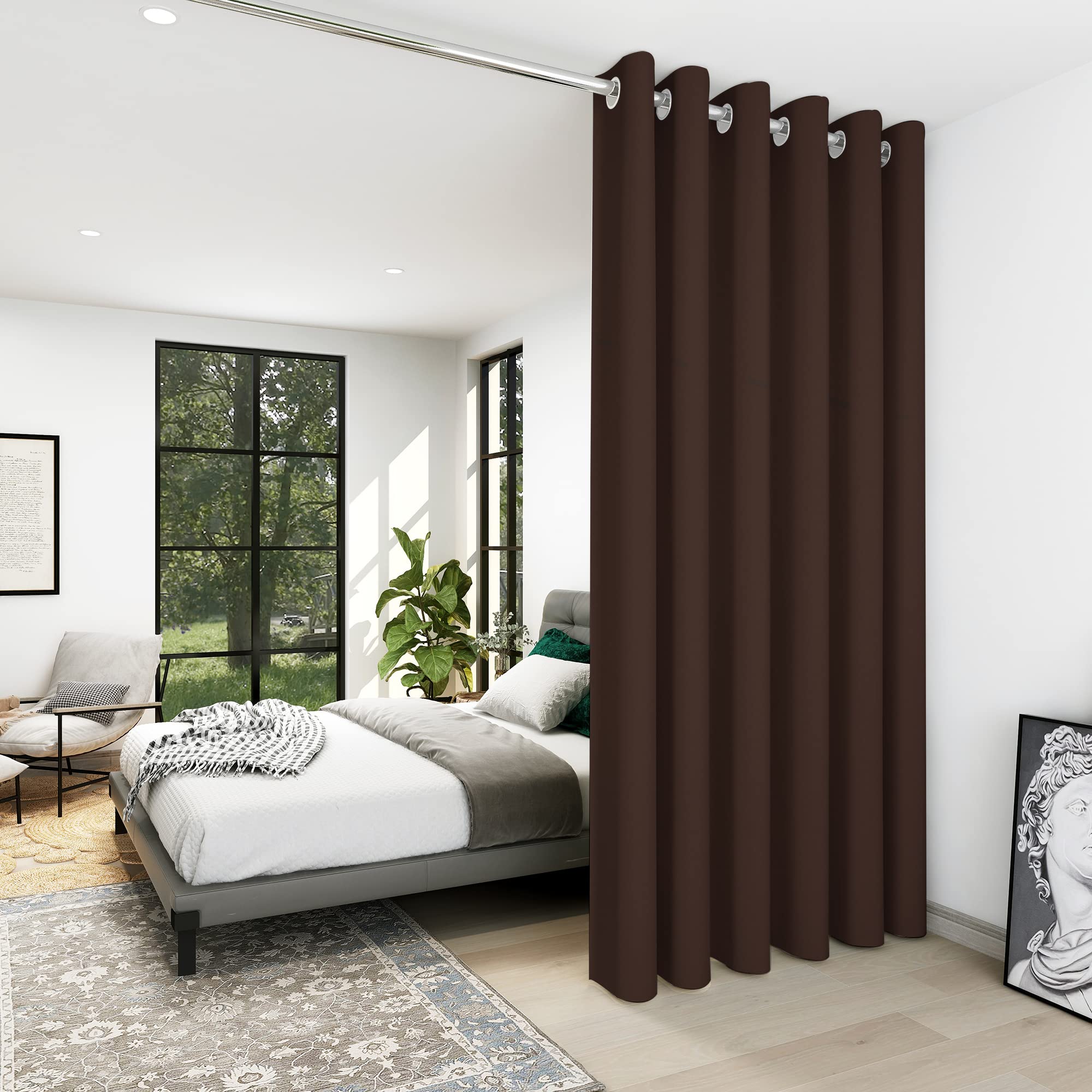 Deconovo Tende per Interni Oscuranti Camera da Letto 290 CM Altezza, Tenda Oscurante Termica Isolante per Interni Tende Moderne per Soggiorno 1 Pannello, 200x290 CM, Cioccolato