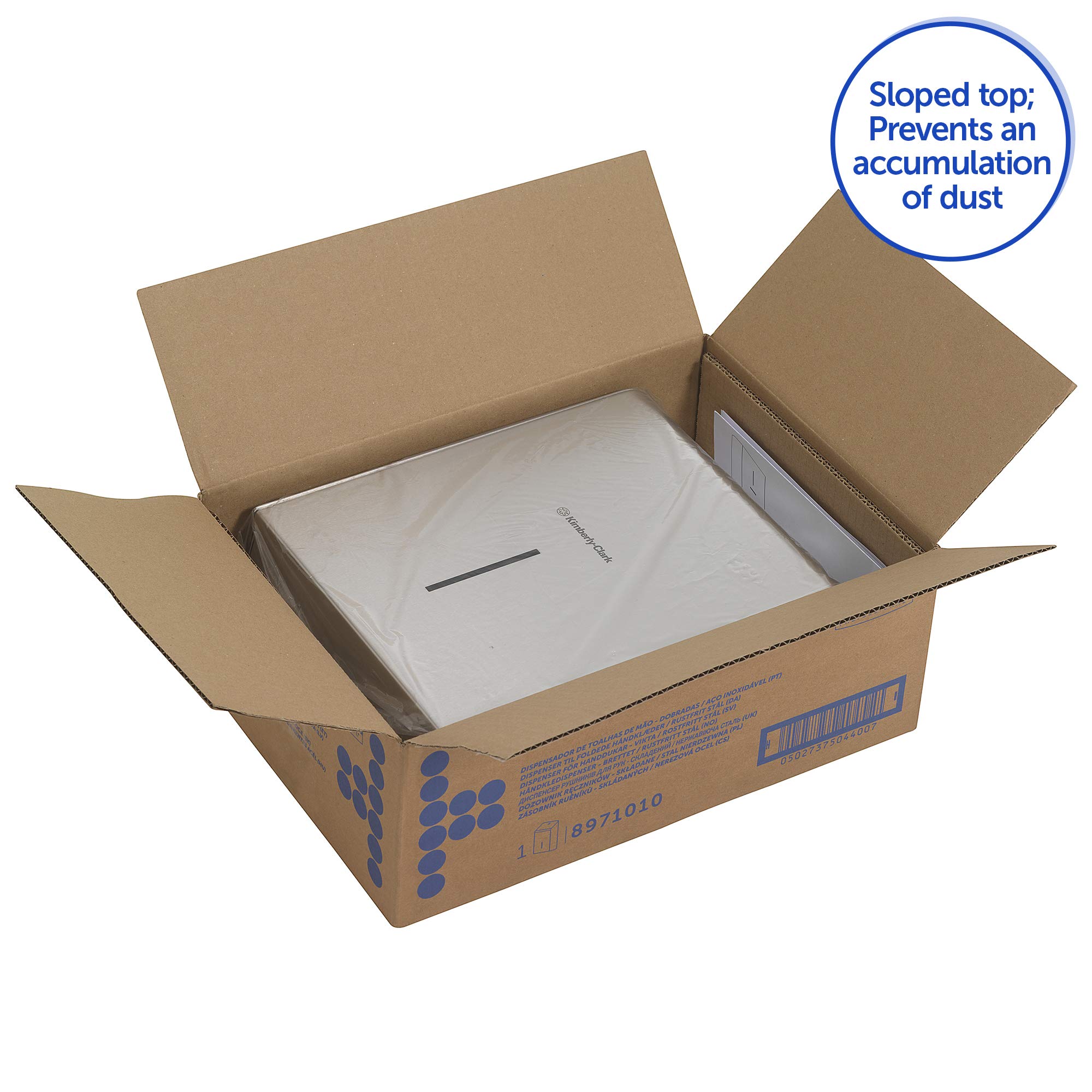 Kimberly-Clark Dispensador de Toallas de Manos Plegadas 8971, Acero Inoxidable, Montaje en Pared