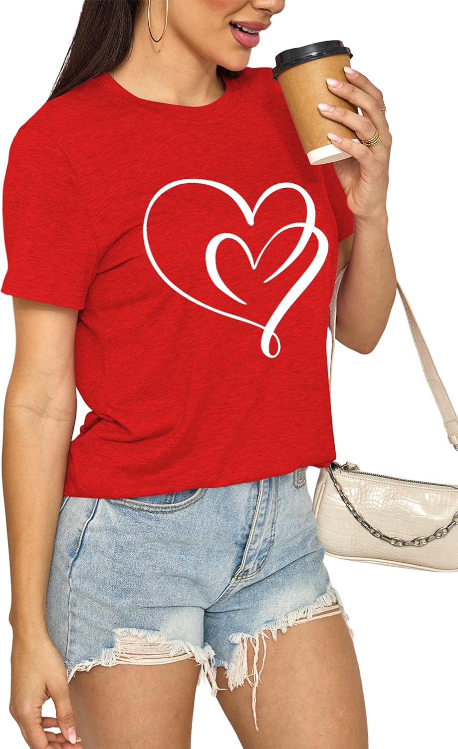 Valentines Day Shirts for Women Cute Love Heart Shirts Tee Tops Short Sleeve Tshirt Valentines Gifts for Her - Image 3