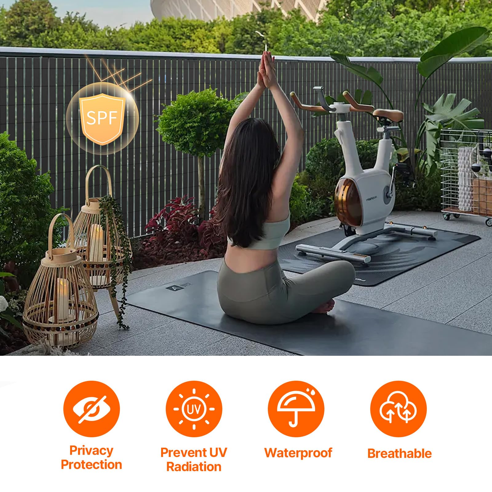 Canisse frangivista in PVC resistente ai raggi UV e alle Intemperie fissaggio con fascette stringitubo incluse, 80 x 500 cm, rinforzato con 3 doghe, recinto di privacy per giardino, balcone e piscina,