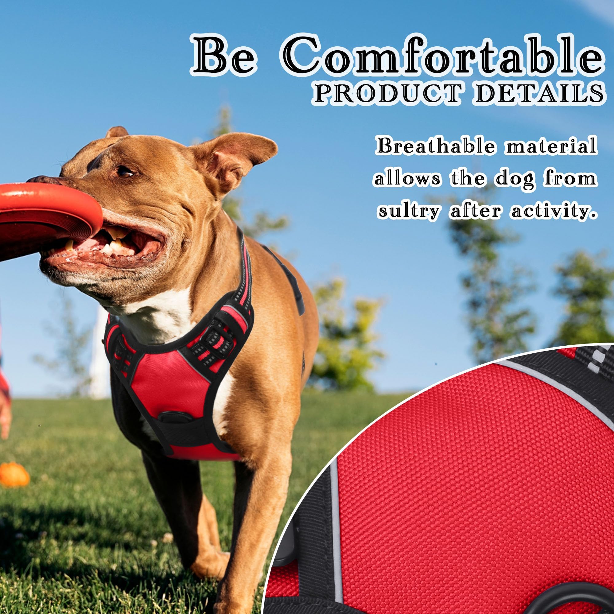 Funfox Dog Harness Large Dog, 2 Clips No Pull Vest Harness Handle Control - Image 2
