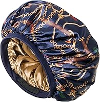 Vista 17 de CAPLORD Gorro de satén forrado para dormir, gorro de bambú para el cabello rizado natural para mujeres y hombres