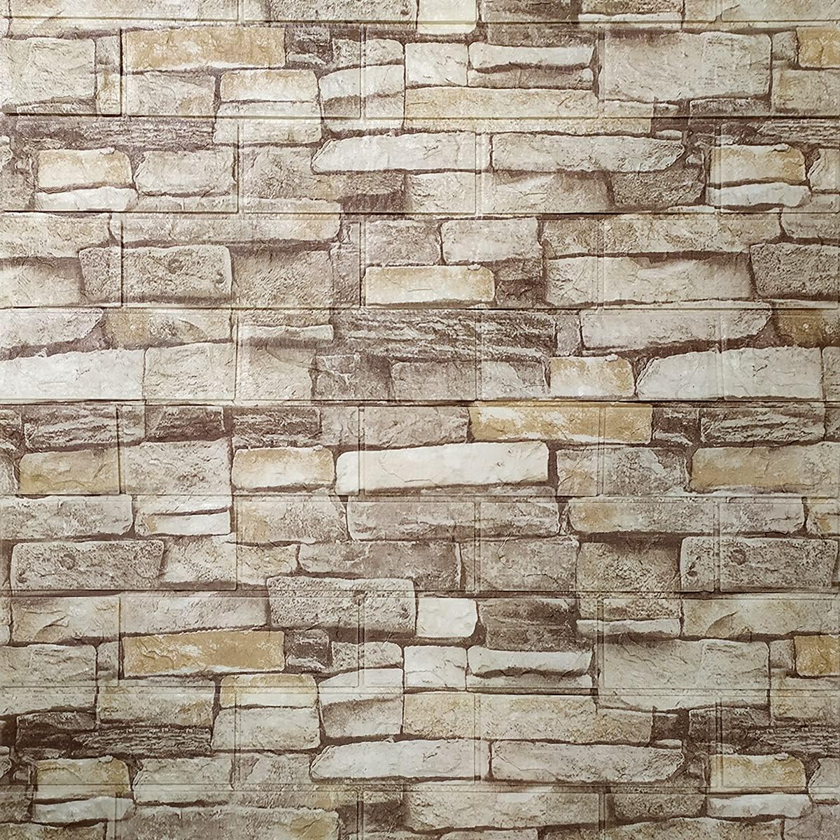 3D Self Adhesive Foam Wall Panels, 10 Tiles Cover 57 sq feet, Peel and Stick Brick Wallpaper for Living Room Bedroom Wall Decoration