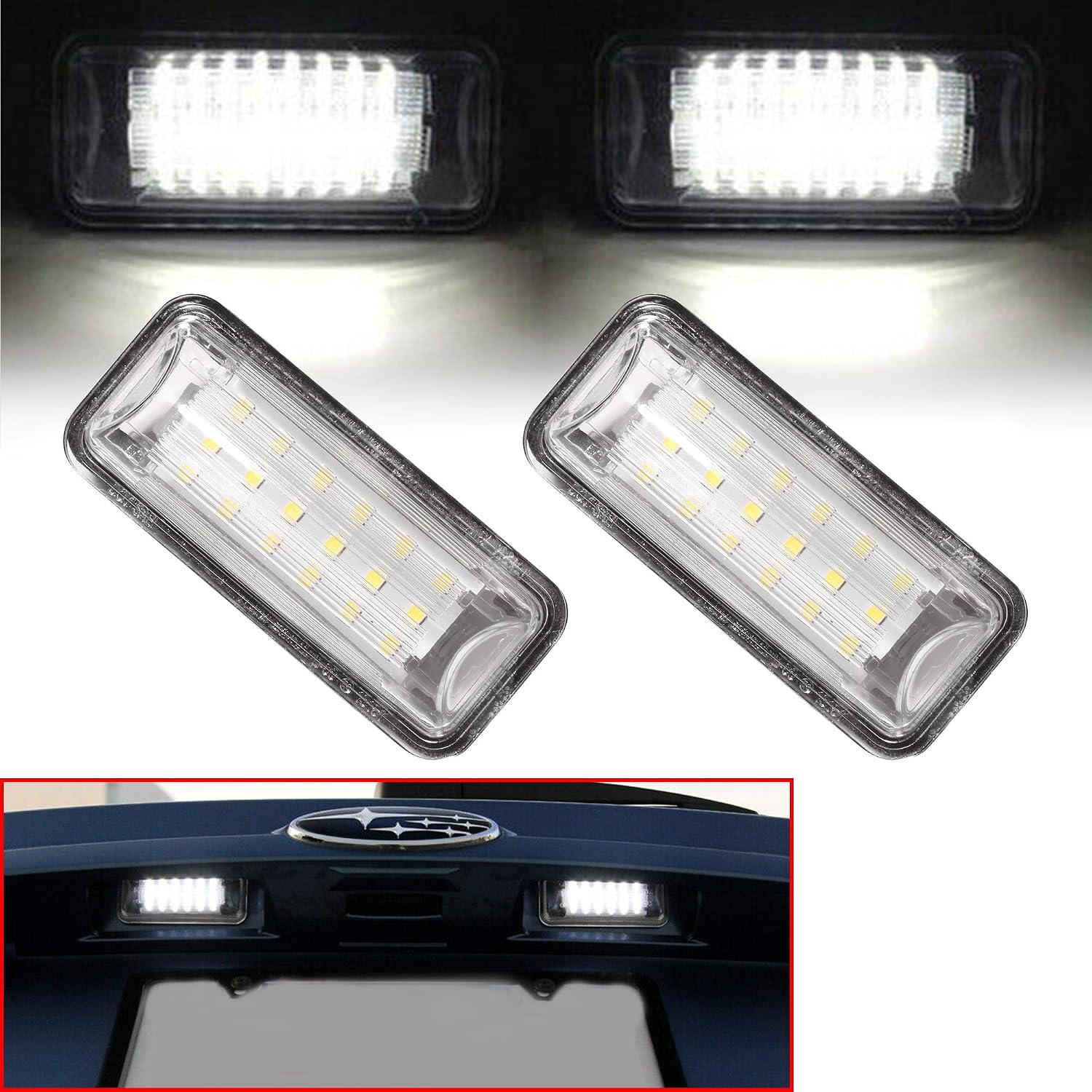 Leesoot 2 Pcs Error Free Xenon White LED License Plate Light for 2008-2020 Subaru Impreza WRX STi BRZ Crosstrek Forester Legacy FRS Fit Toyota GT-86 FT-86 License Tag Lights 84912FG110