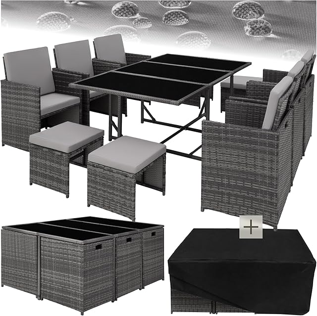 TecTake tectake® Gartenmöbel Geflecht wetterfest platzsparend — Möbel-Sets