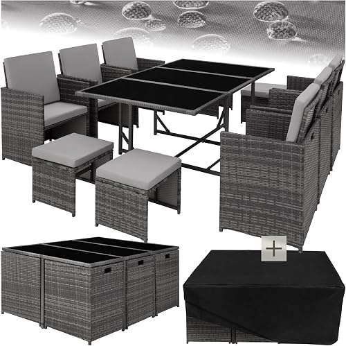 tectake® Salon de Jardin Exterieur en Résine Tressée Poly Rotin Salon de Jardin