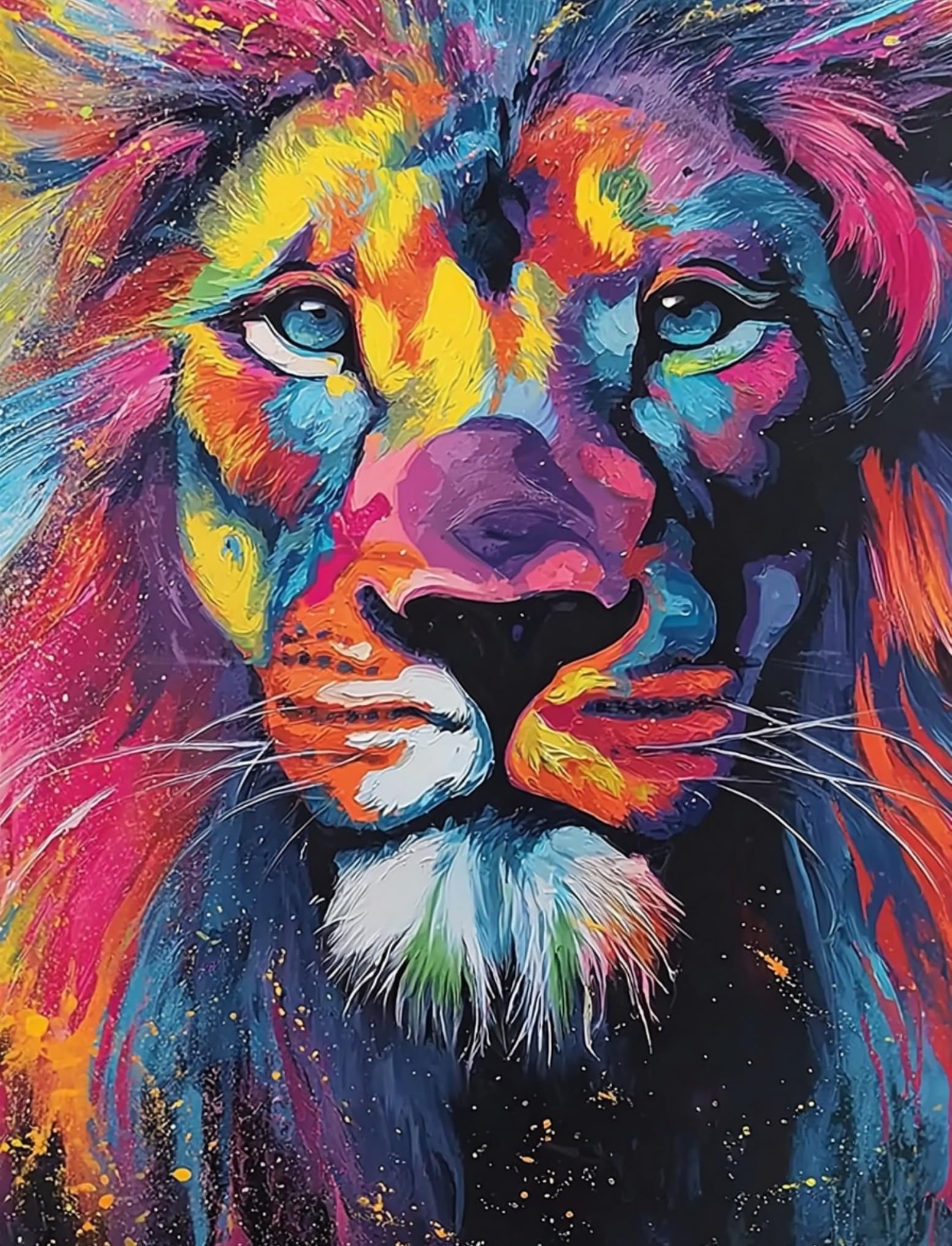 WANGWANGMIAO Paint by Numbers for Adults Colorful Lion- Painting by Numbers for Beginner,DIY Acrylic Oil Paints Canvas Kits for Home Wall Decor Gifts 16X20 Inch，with Frame