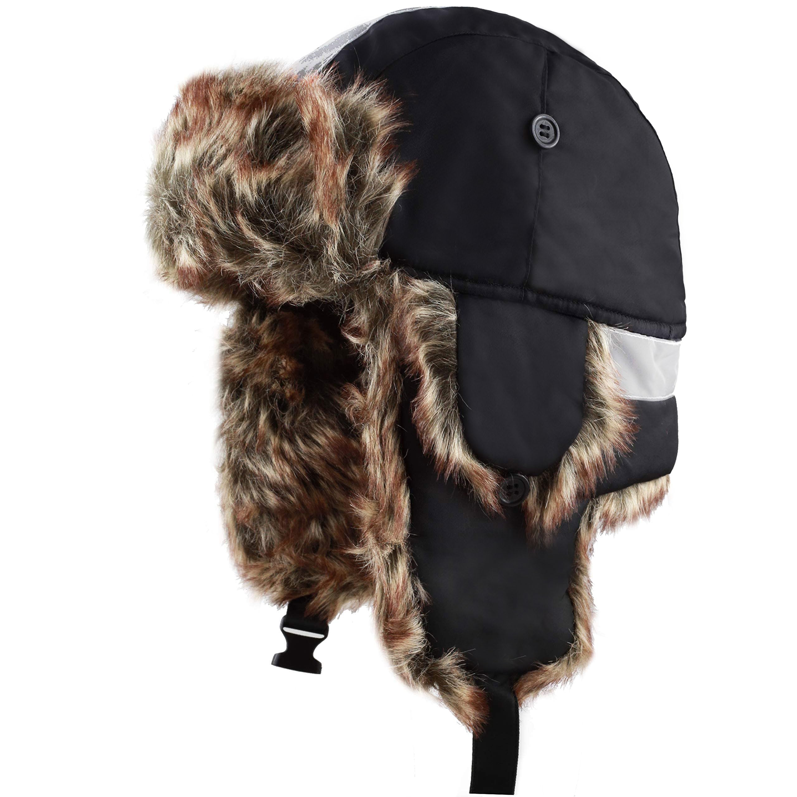 The Hat Depot Trapper Hat for Men and Women, Winter Faux Fur Hat with Ear Flaps, Windproof Warm Snow Cap