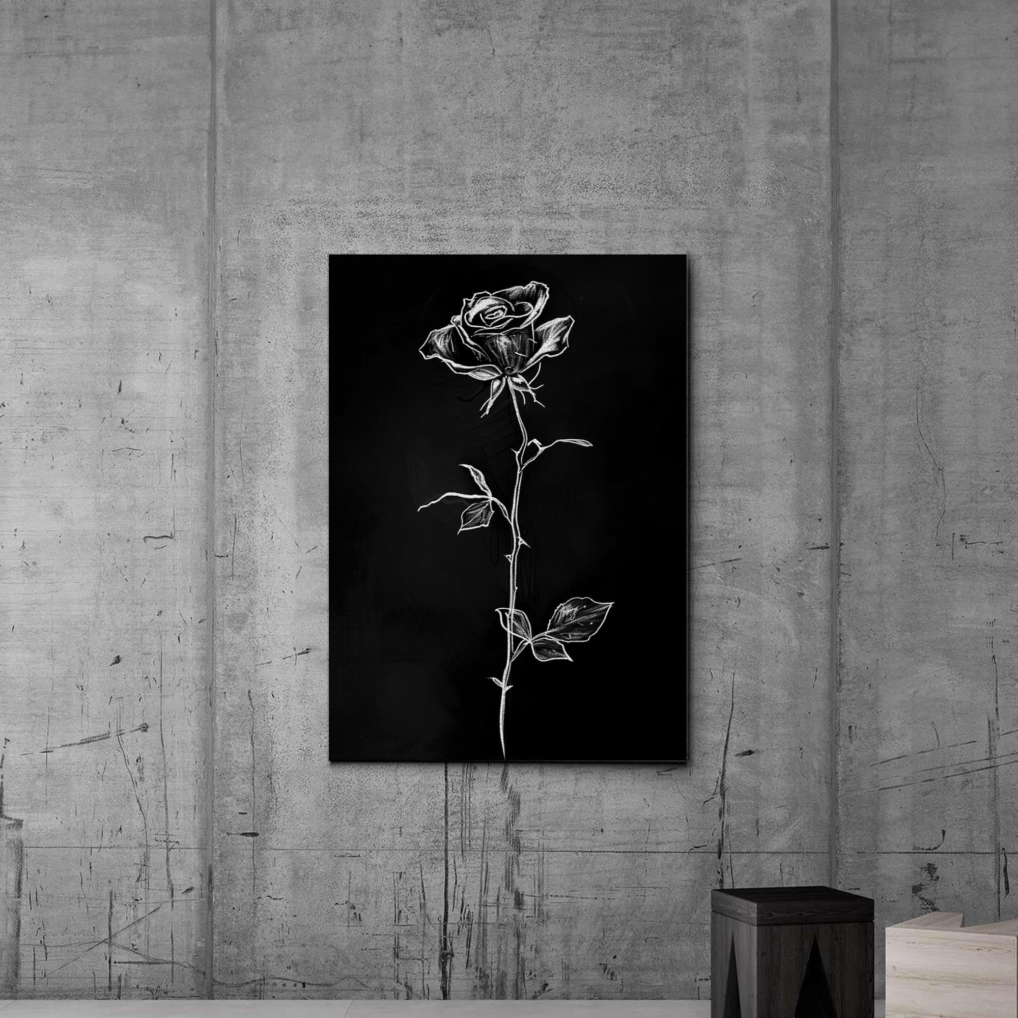 Amazon.com: A Chalk Drawing Of A Solitary Rose On A White Sheet Of