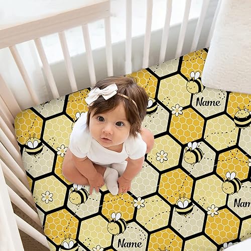 Miniatura 8 de Sábanas personalizadas para cuna de bebé rosa con nombre, sábanas ajustables florales personalizadas para cuna para niñas bebés, sábana para cuna,