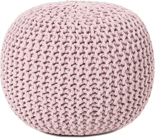Miniatura 25 de REDEARTH Puf Otomano Redondo - Tejido a Mano Cable Boho Poof - Pouffe Reposapiés Circular para Sala de Estar - Dormitorio - Patio - 100% Algodón