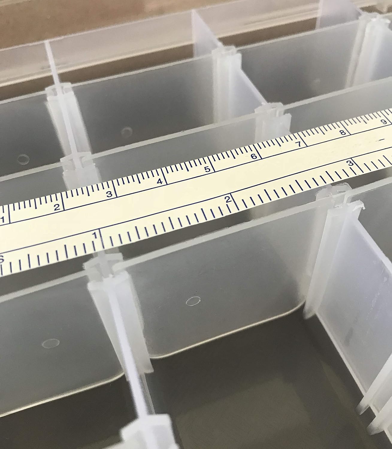 Plastic Organizer Container Box with Adjustable dividers - 36 compartments - with Stickers to Label Slots for Your Letters