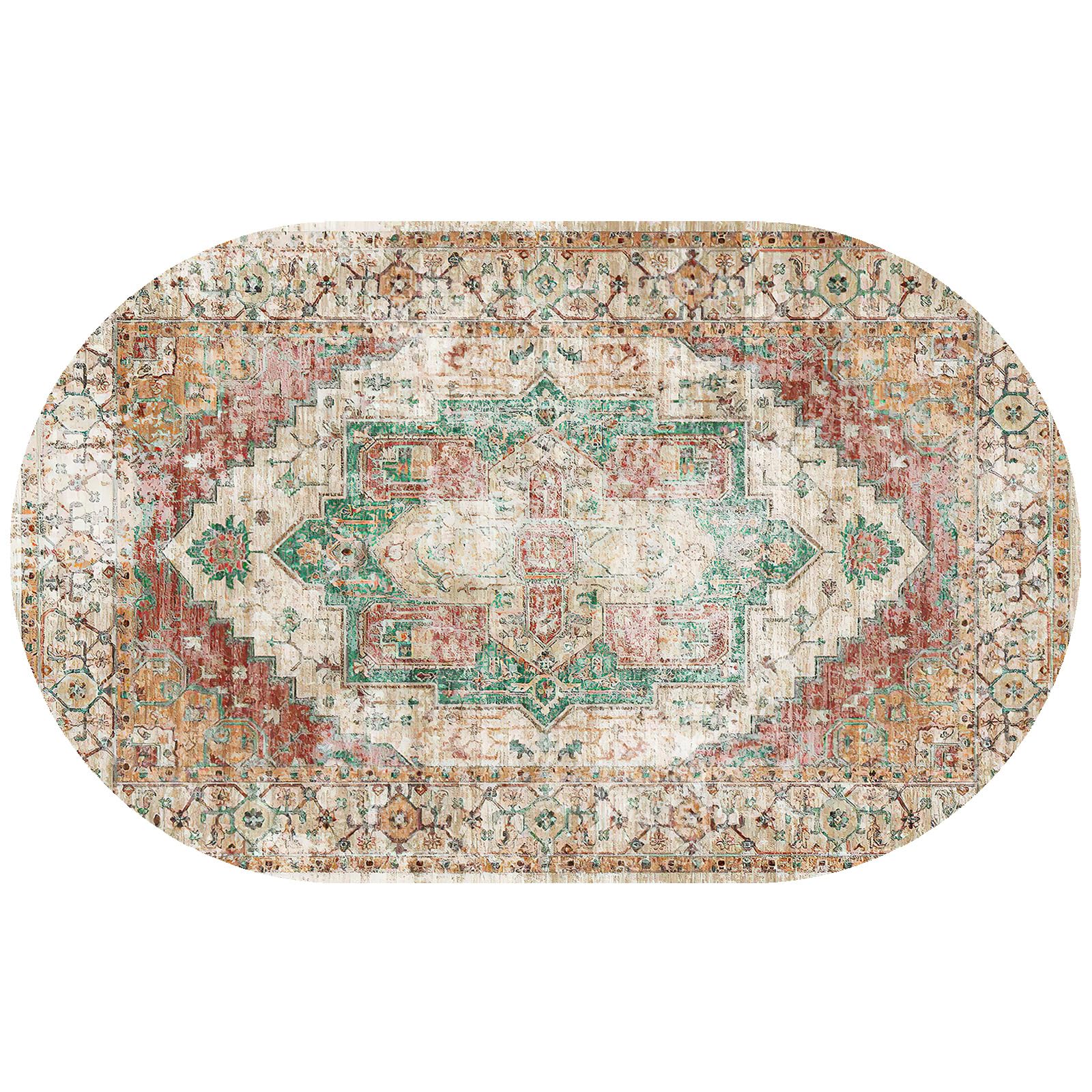 Tapis de chambre vintage multicolore doux et antidérapant 90 x 150 cm
