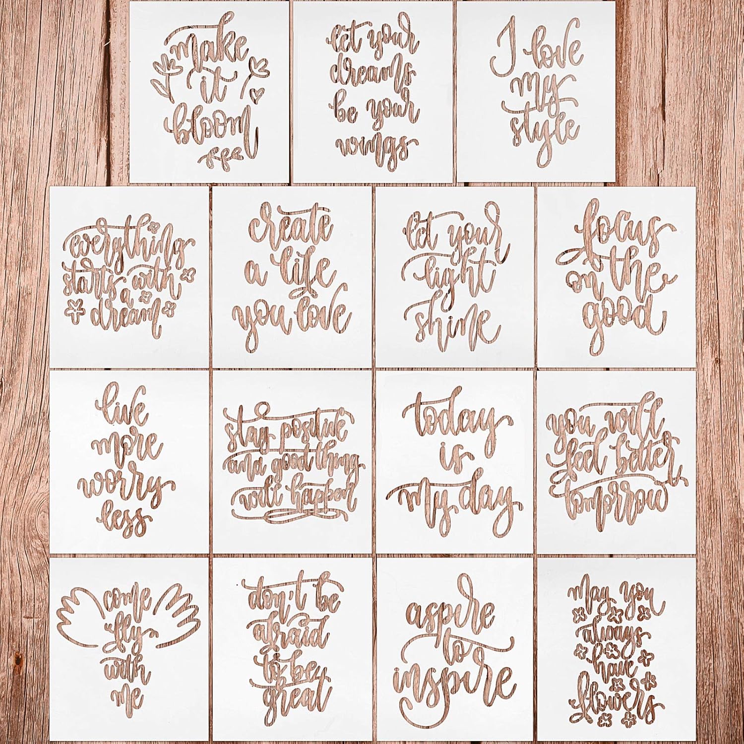 15 Pieces Inspirational Quote Stencils Kit - Reusable Template for ...