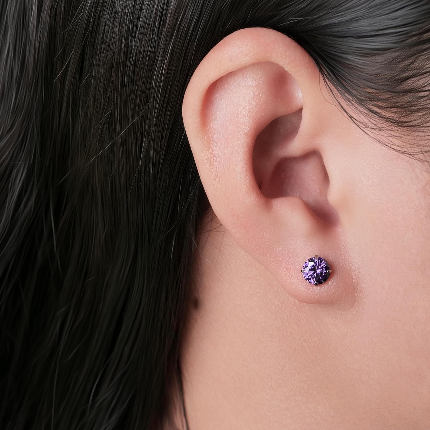 Implant Grade Titanium Stud Earrings F136 Hypoallergenic Titanium Stud Earrings with 6mm CZ Simulated Diamonds for Women Men Sensitive Ear - Image 2