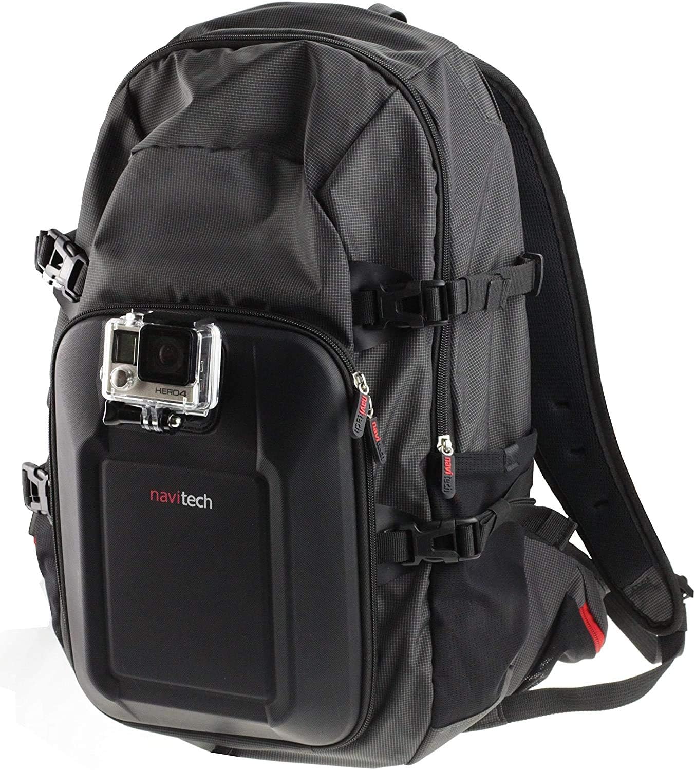 Action Camera Backpack & Grey Storage Case with Integrated Chest Strap - Compatible with The Dragon Touch 1080P Action Camera