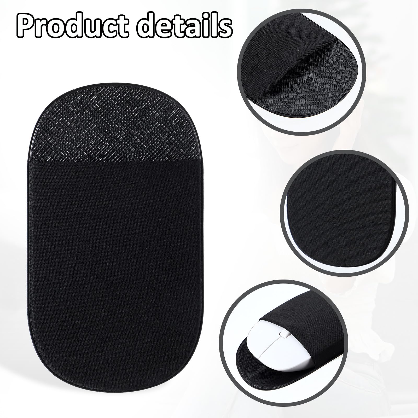 Selbstklebende Maus Tasche Schwarz, Ovale Maustasche, Laptop Tasche Kompatibel, Universelle Aufklebbare Maustasche, Schlanker Klebetasche für Laptop, Büro, Zuhause