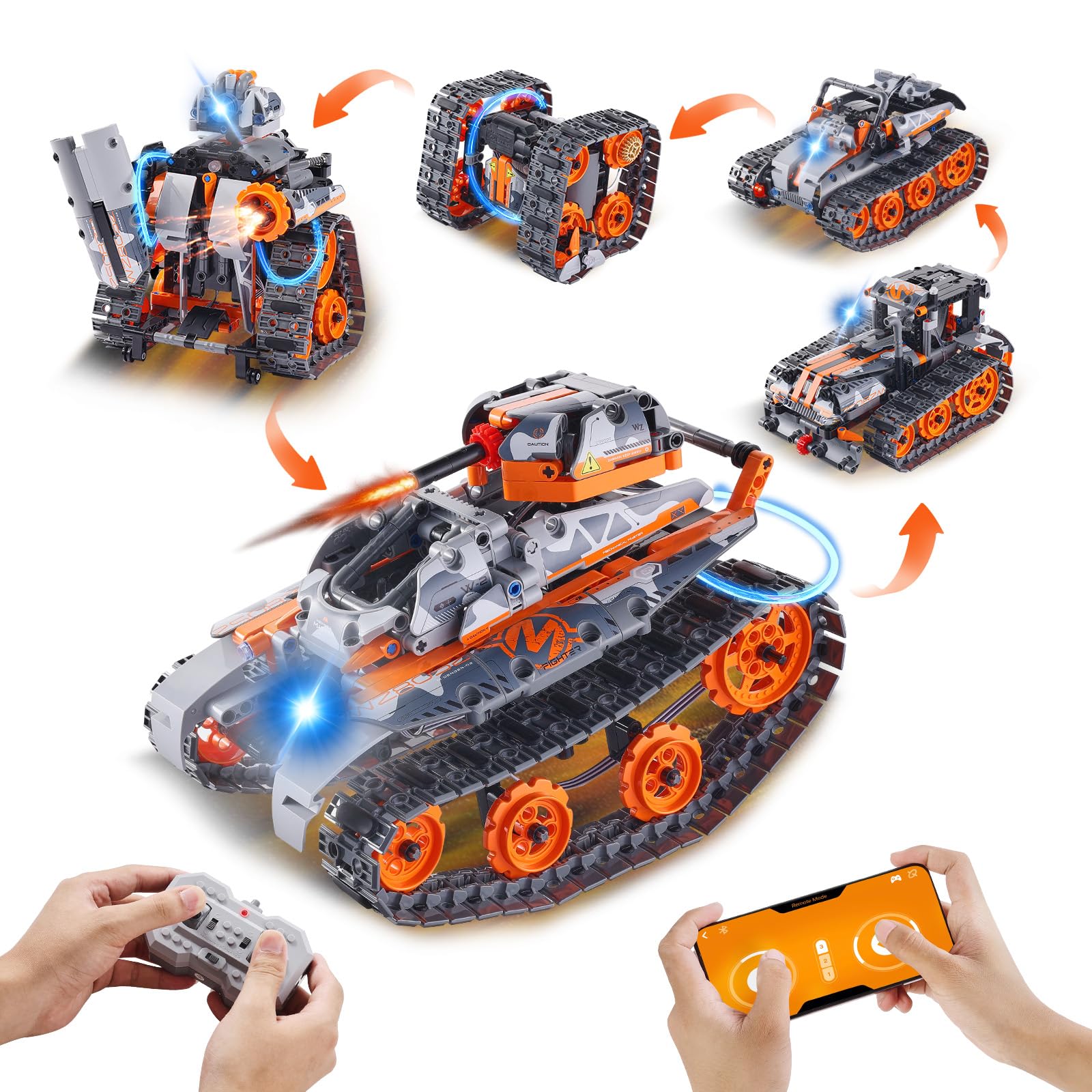 VEVOR Giocattolo Robot per STEM Kit di Costruzione per Auto Robot Telecomandate RC 554 Pezzi Controllo App, Giocattolo di Costruzione STEM Telecomandato per Bambini Dimensioni Robot 145x170x215 mm